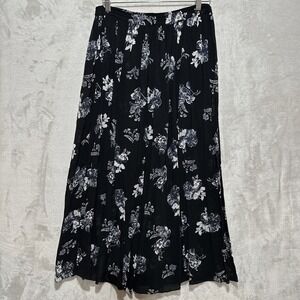 Free People Lydia Floral Chiffon Maxi Skirt Women's M Black White Viscose